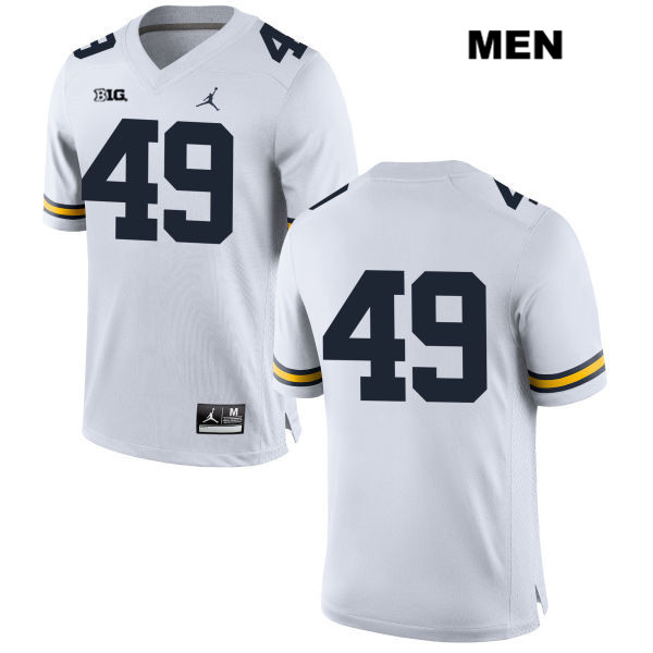 Men's NCAA Michigan Wolverines Tyler Plocki #49 No Name White Jordan Brand Authentic Stitched Football College Jersey RE25G51WZ